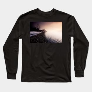 Winter landscape scene Tagish Lake lakeshore Yukon Long Sleeve T-Shirt